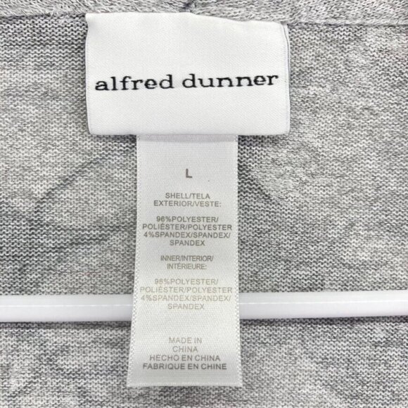 Alfred Dunner Womens Cardigan Sweater Size Large Gray Floral Removable Necklace - Picture 8 of 10
